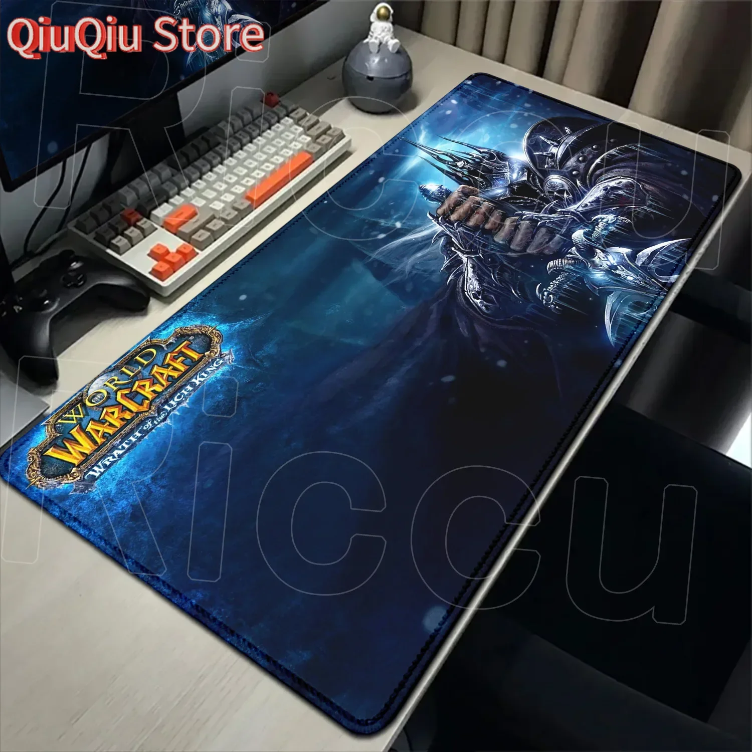 لوحة ماوس مطاطية مطبوعة عالية الدقة من World Of Warcraft كبيرة غير قابلة للانزلاق مقاس XXL Pc Gamer WOW لوحة طاولة Lich King لوحة مفاتيح وماوس