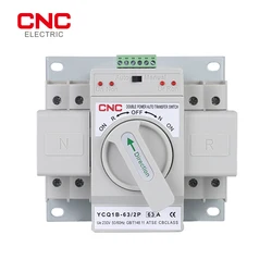 CNC Dual Power Automatic Transfer Switch MCB AC230V 2P 63A Auto/Manual Switching Circuit Breakers 50/60Hz
