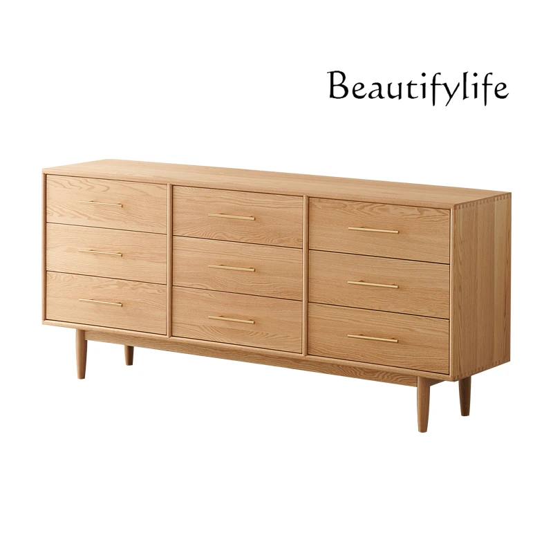 

Nordic Black Walnut Solid Wood Chest of Drawers Japanese Minimalist Bedroom Locker Minimalist Modern Sideboard Cabinet