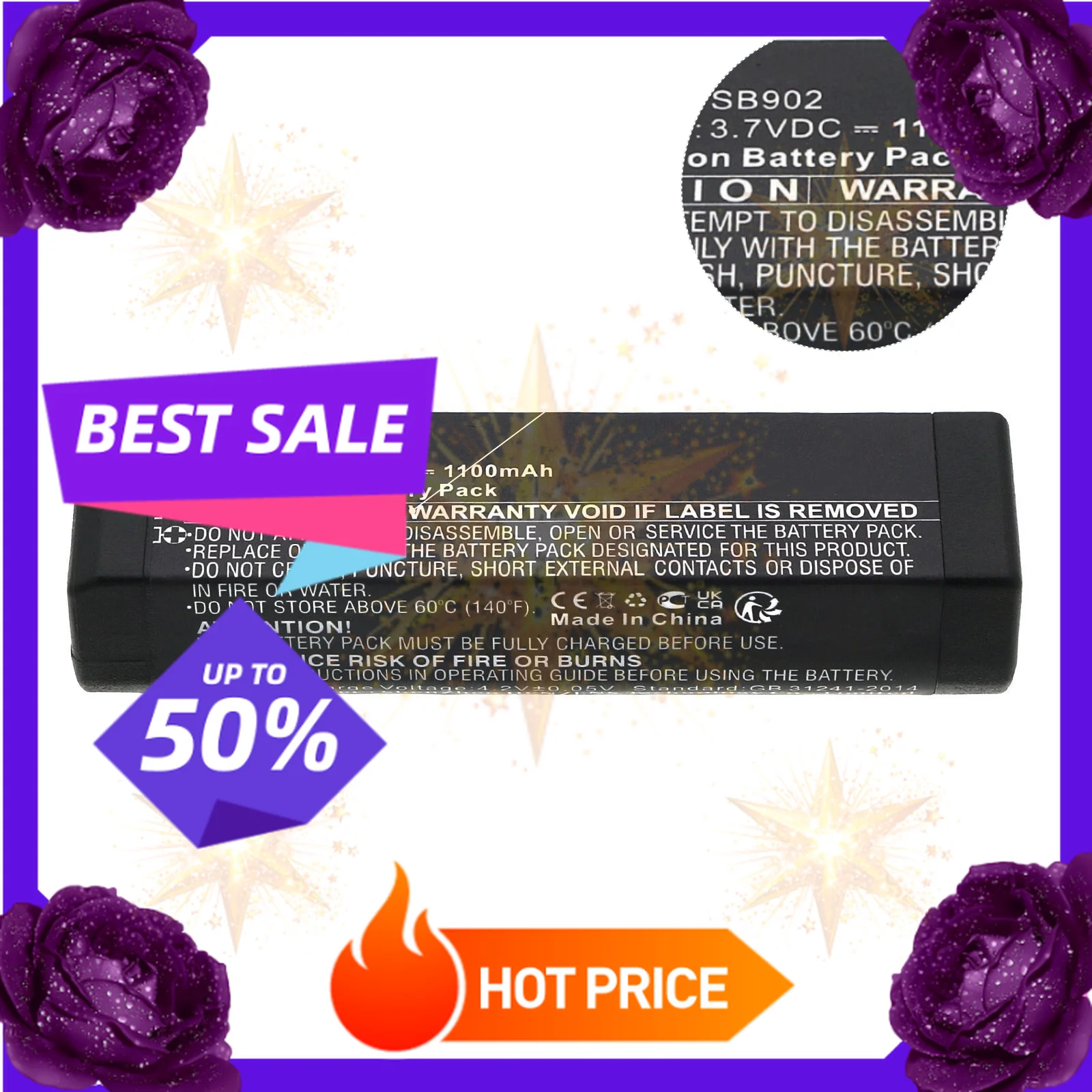 SWZY 3.7V 1100mAh SB902 Battery for Shure SM35,SM58 GLXD1 GLXD2 GLXD14 Wireless Microphone Audio Battery SB902A