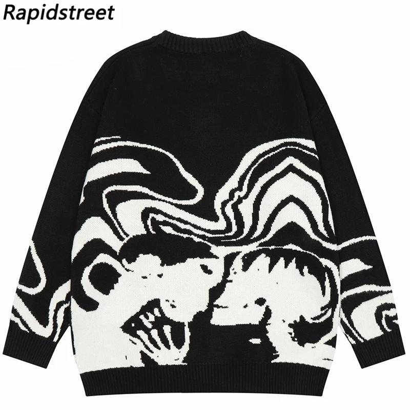 Maglioni lavorati a maglia vintage Streetwear Y2K Grunge Hip Hop Teschio Scheletro Maglioni Uomo Harajuku Casual Punk Gotico Pullover Unisex