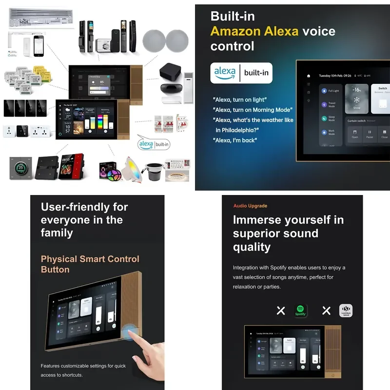 2025 Golden Security TPA08 8 Inch Smart Home Touch Screen Control Panel with Built in Alexa Voice Smart Home Kit