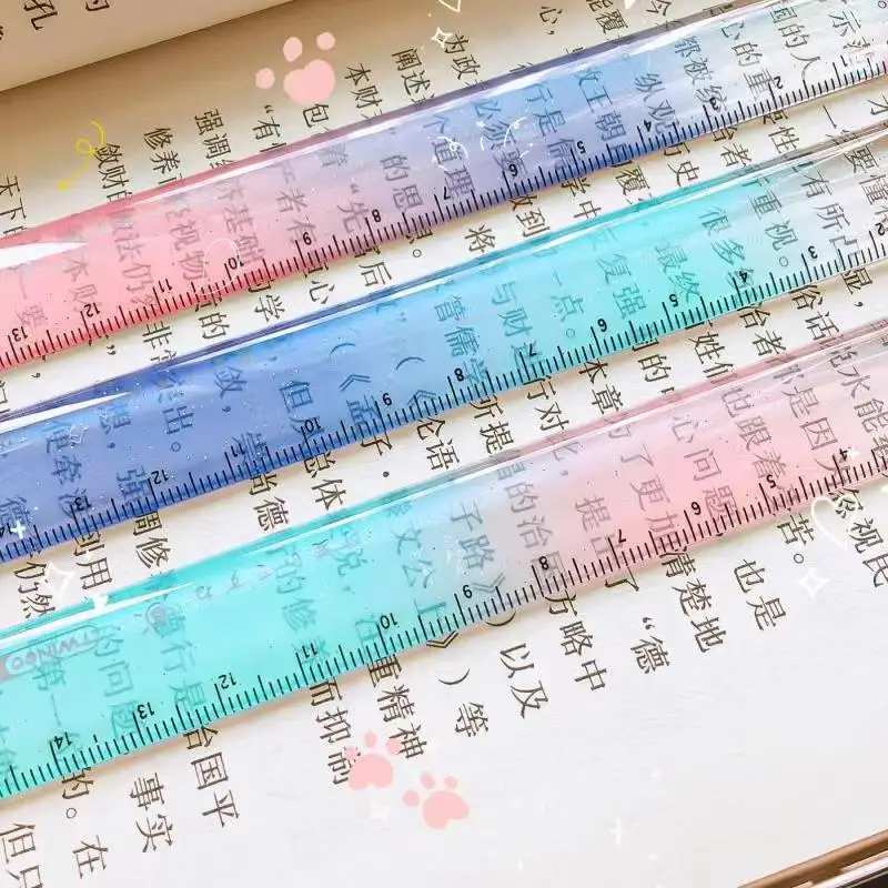 Cute Cat Paw Plastic Straight Rulers Kawaii School Office Supplies Planner Accessories Student Prize Drawing tools