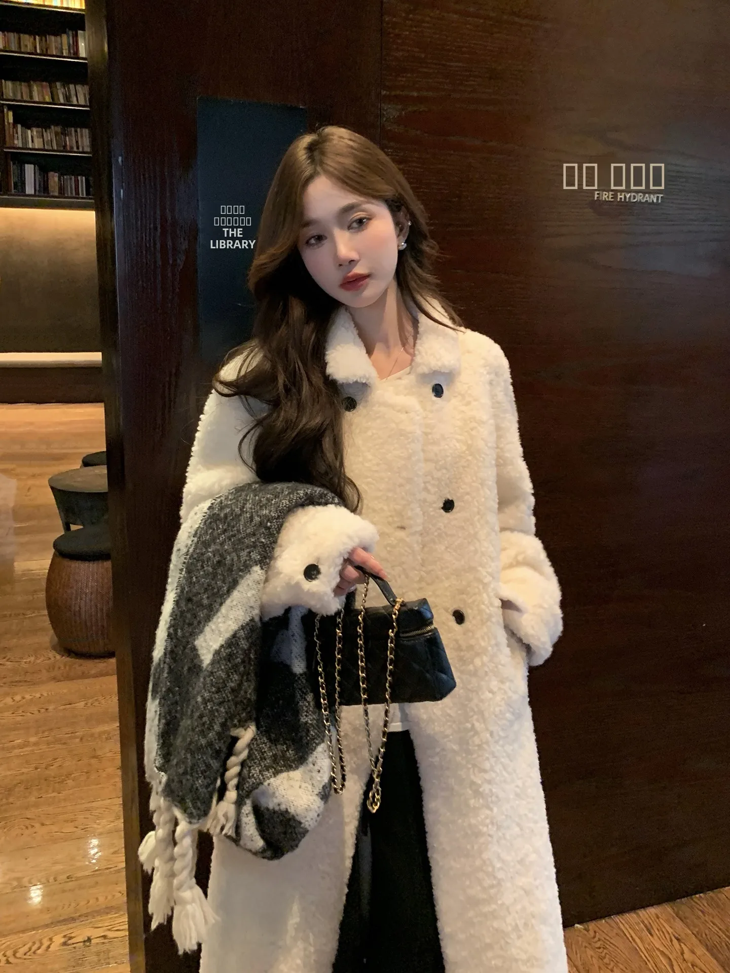 

Вечернее женское пальто из овечьей шерсти средней длины, теплая повседневная верхняя одежда из овечьей кожи, прямой крой, длинный рукав, корейский стиль