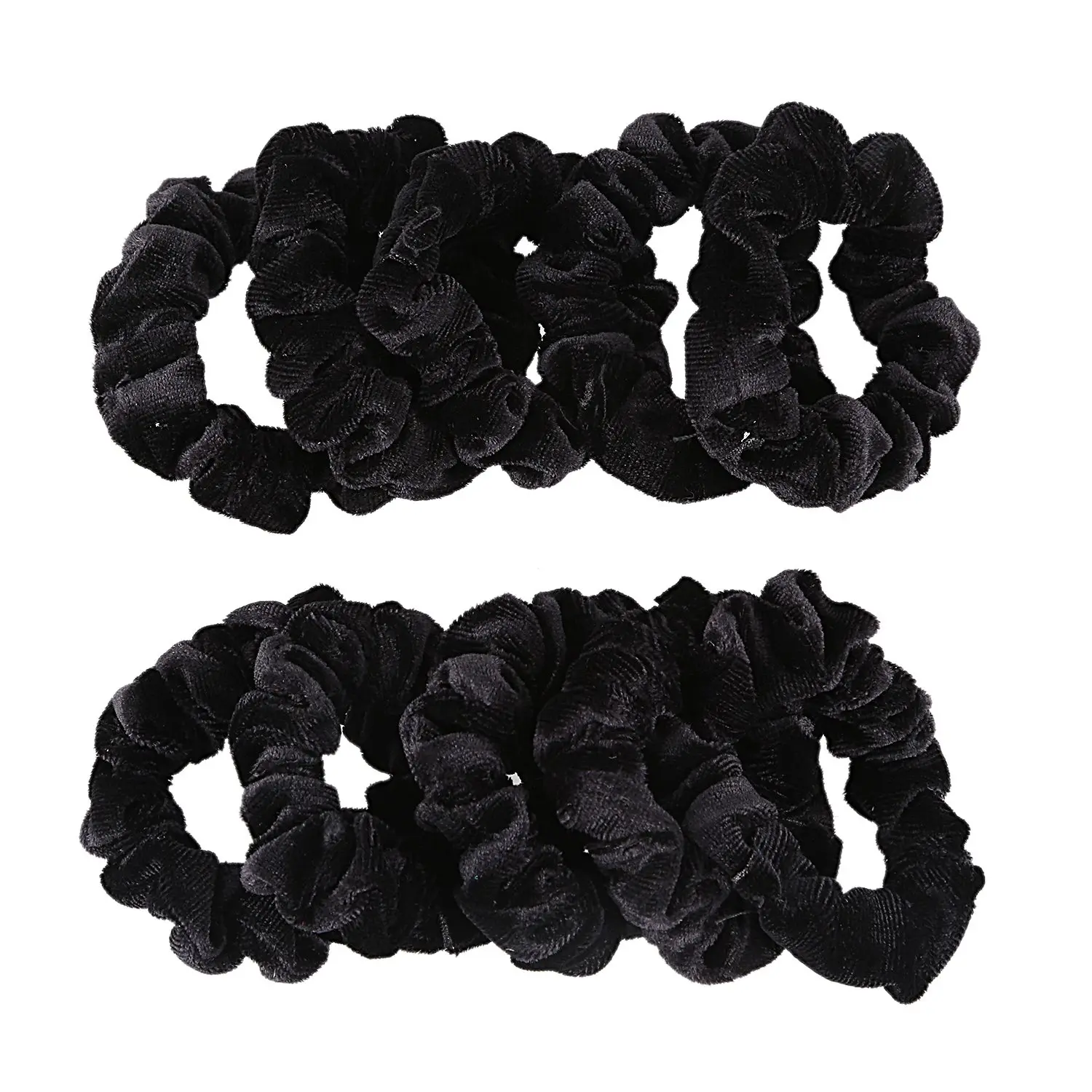 10 Pack Black Velvet Scrunchie Hair Elastics Hair Bobbles Hair Bands