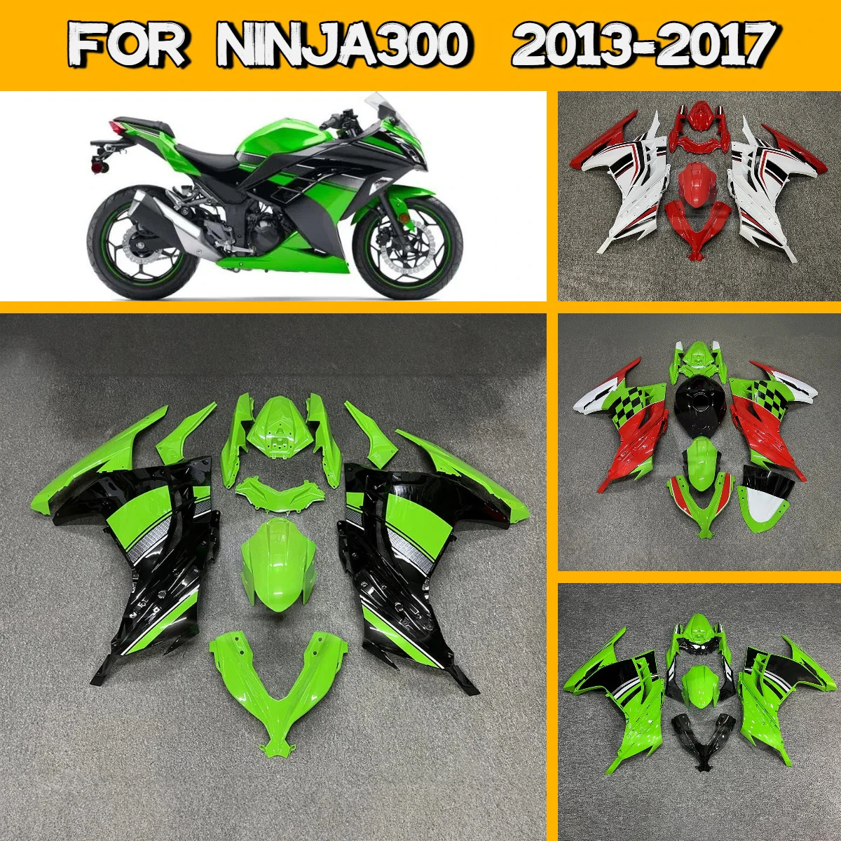

Fairing Set 2013-2017 Ninja300 Full High Quality Motorcycle Fairings ABS Plastic for 13-17 Kawasaki Ninja 300