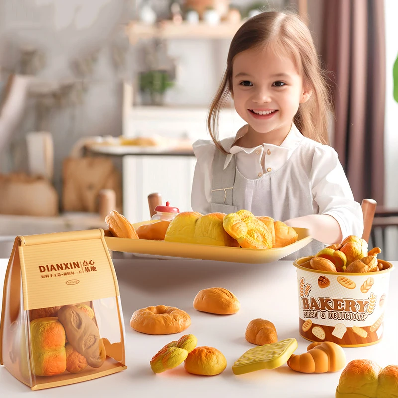 Play house toys, children's puzzle bread set simulation food toys, fun kitchen role-playing props enlightenment game