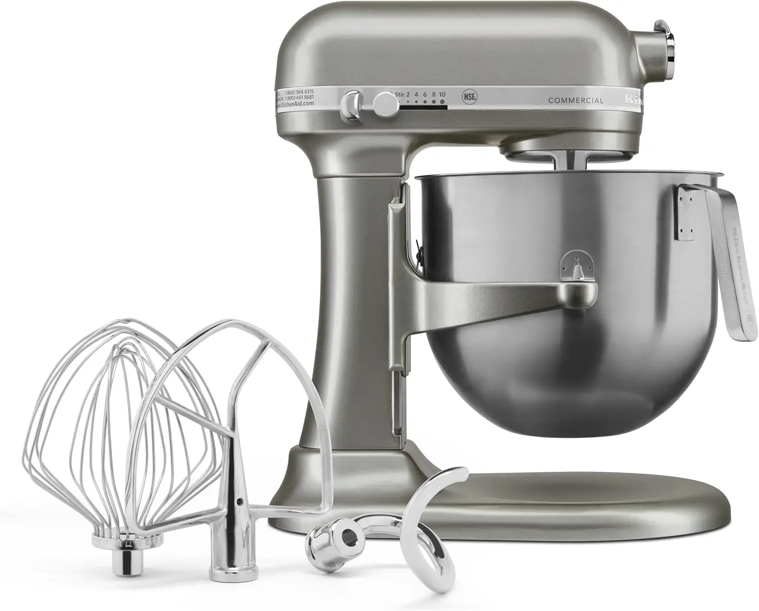 KitchenAid KSM8990CU 8-Quart Commercial Countertop Mixer, 10-Speed, Gear-Driven, Contour Silver view 3