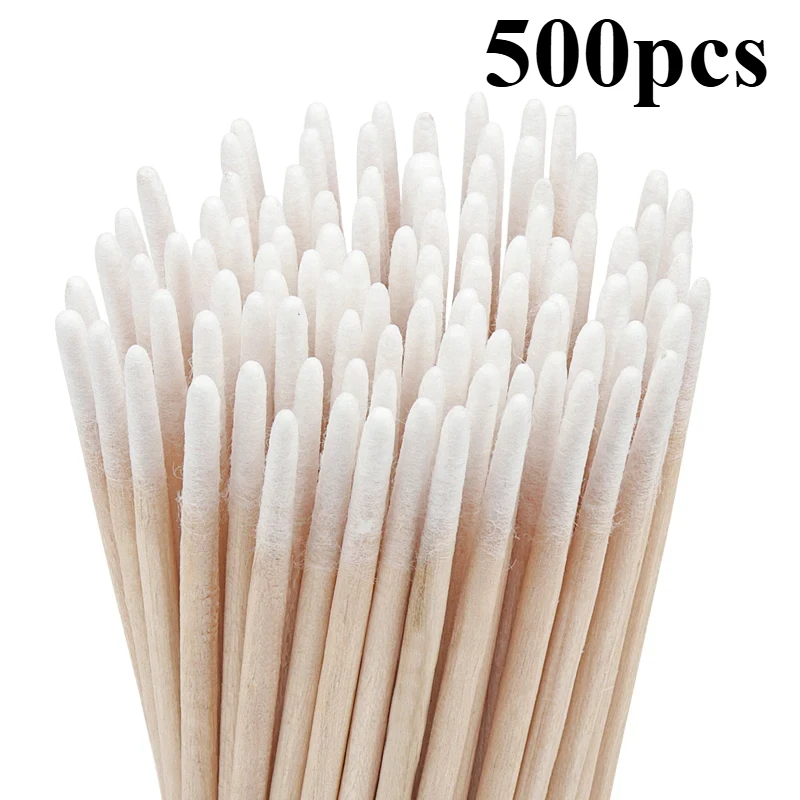 100/300/500 Stück Einweg-Ultrakleine Baumwoll-Wattestäbchen Fusselfreie MicroWood Make-up-Pinsel Wimpern-Tattoo-Reinigung, Tattoo-Zubehör