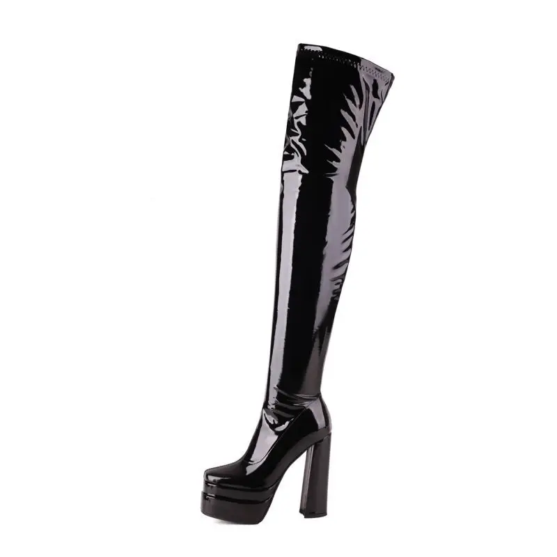 Sexy Thigh High Boots For Women Platform Fetish Party Shoes Thick Heels Over the Knee Boots Red Black White Winter Long Boot