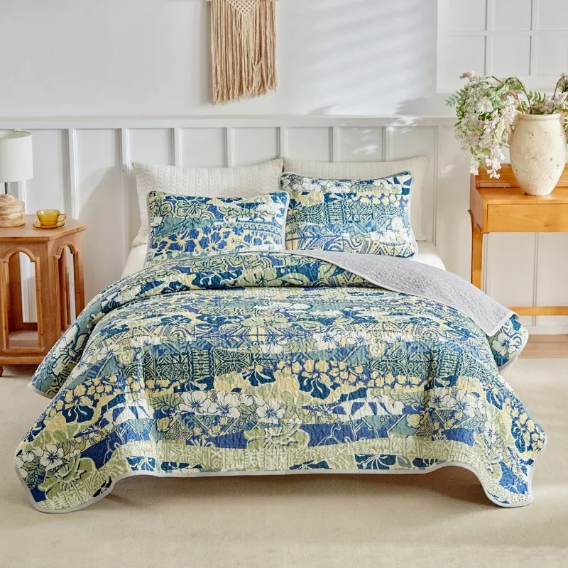 Polyester Printed Bed Cover Three-piece Set Washable Dustproof 5 Polyester Printed Bed Cover Three-piece Set Washable Dustproof