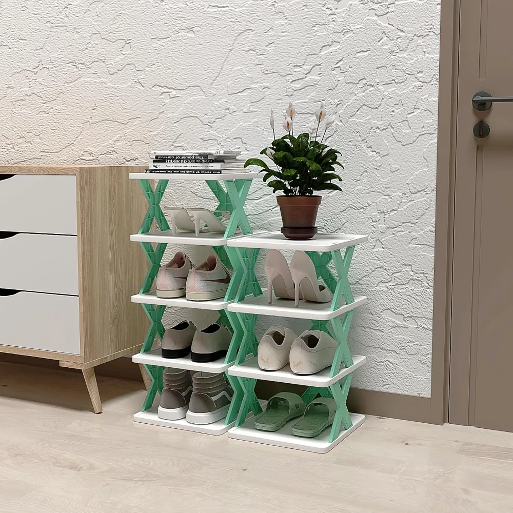 Shoe Rack for Kids Door Small Spaces, Closet, and Entryway,Stackable Shoe Organizer,Slim, Stable, and Space-Saving Shoe Storage
