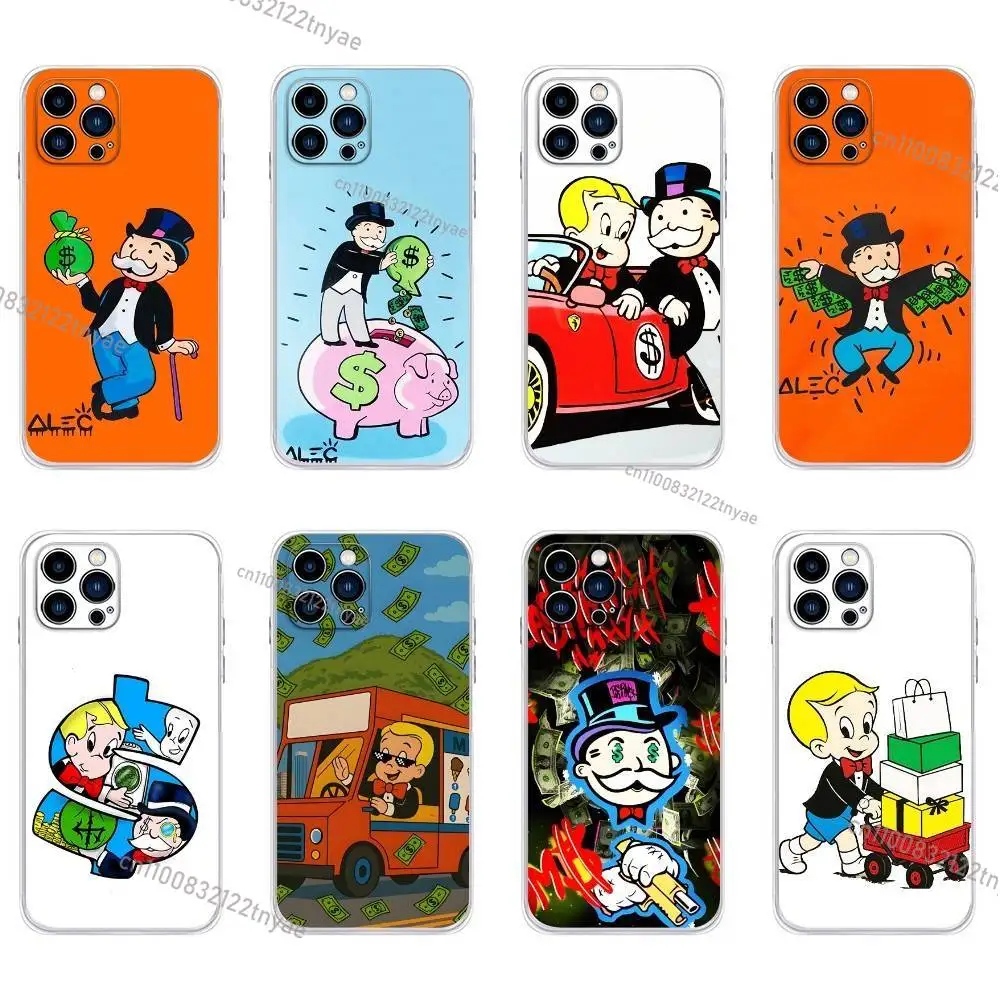 

Drop Protection Cover Phone Case For iPhone 16,15Pro,Max,14Plus,13,12,11E Mini Air,17C-Catoon D-Dollar R-RICH A-Alec M-Monopoly