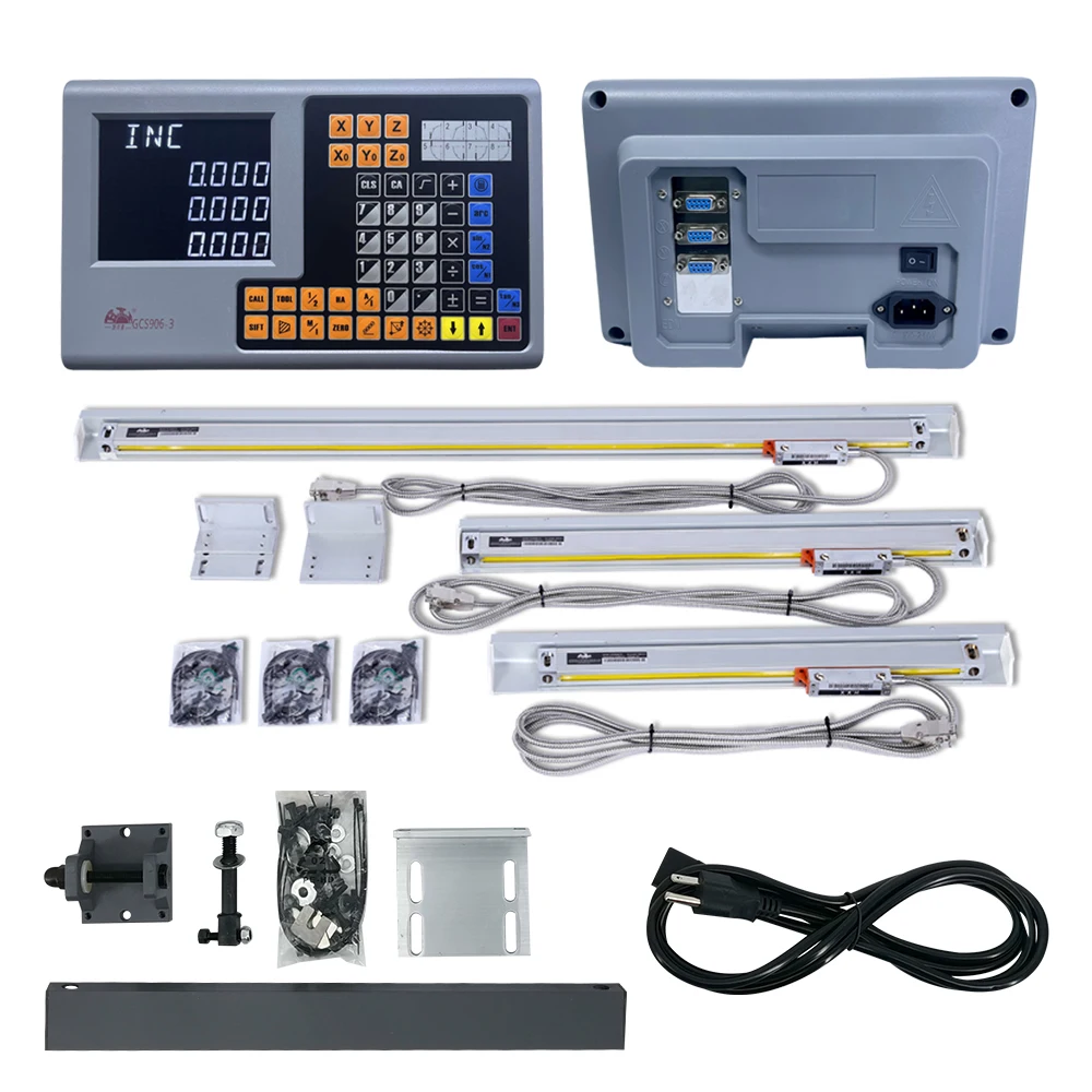 Hxx Complete Digital Readout 3 Axis Dro Kit Digital Display GCS906 and 3 Piece 50-1000mm Linear Scale for Boring Tools