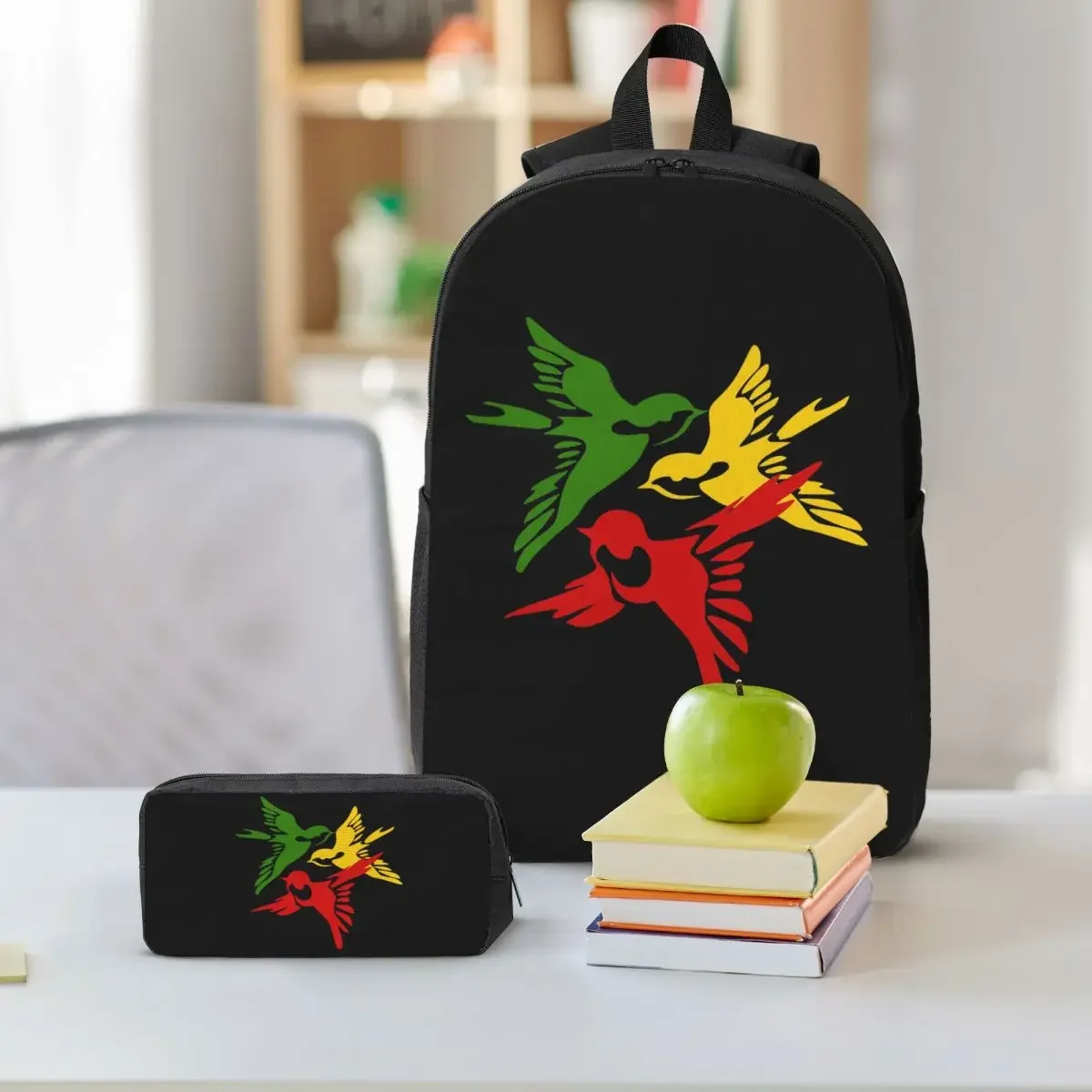 Bob Marley 3 Little Birds Ajax Backpack Boys Girls BookBag School Bag Shoulder Bags 3ps Insulated Lunch Bag Pencil Case