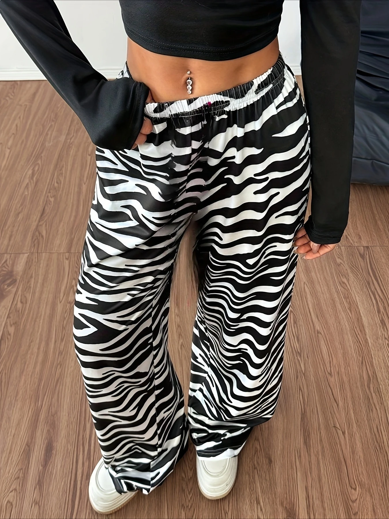 Men Women Unisex 3D Zebra Printed Quick Dry Hip Hop Trousers, Animal Print Street Style Sport Pants, Loose Straight Jogger Pants