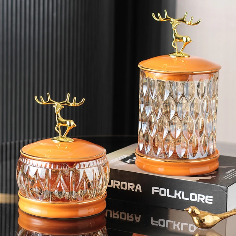 Glass Jar Lid Candle Bottle Desktop Ashtray Container Decor