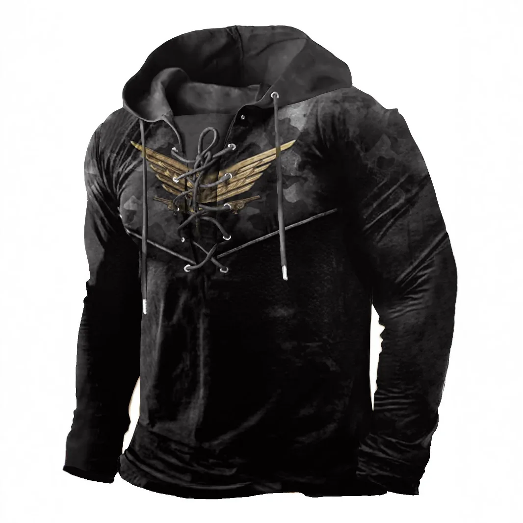 

Мужская 3D-толстовка с капюшоном в стиле викингов, винтажный оверсайз пуловер в стиле Харадзюку, повседневная толстовка с длинным рукавом для осени и зимы, уличная одежда