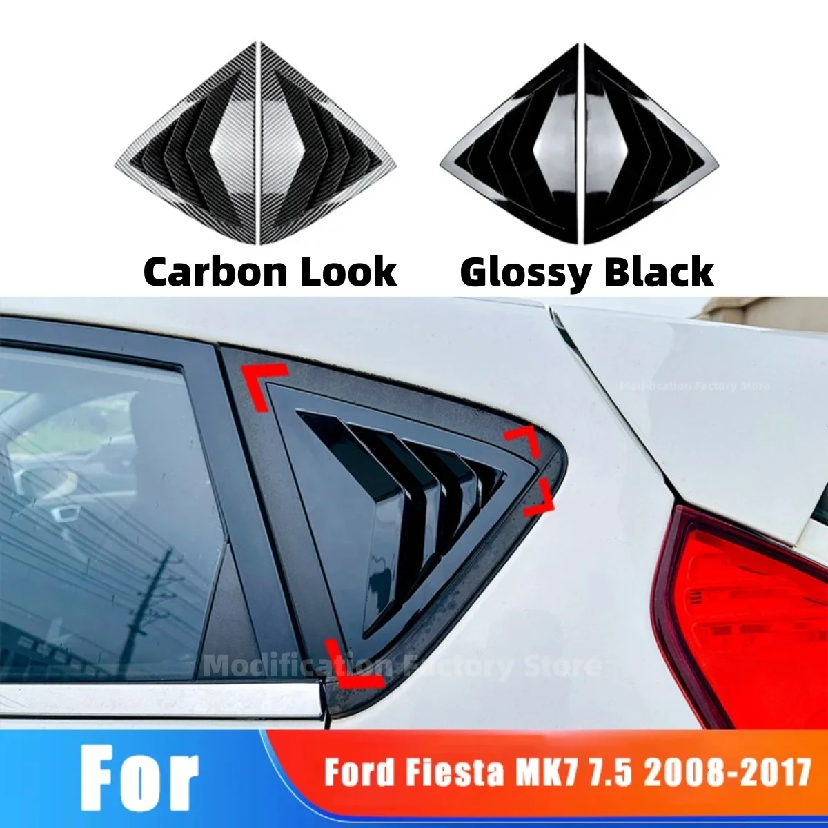 Para Ford Fiesta MK7 7,5 2008-2017 ventana trasera de coche persiana persiana embellecedora de sombra Kits de carrocería MK7 persiana
