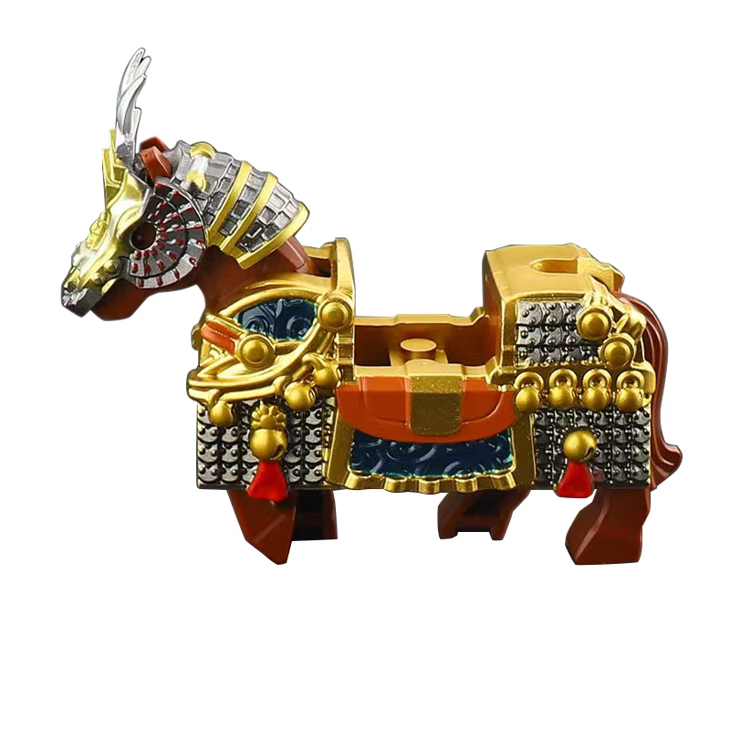 1pcs Battle Steed Warrior Lion Cavalryman Castle Dragon Knights horse Building Block Knight Brick figure toys for Kids gifts