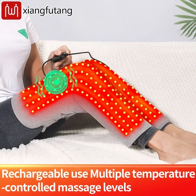 Red Light Heating Massage Leg Brace Winter Thigh Knee Calf Warmer Long Leg Heated Wrap for Pain Relief and Muscle Relaxation