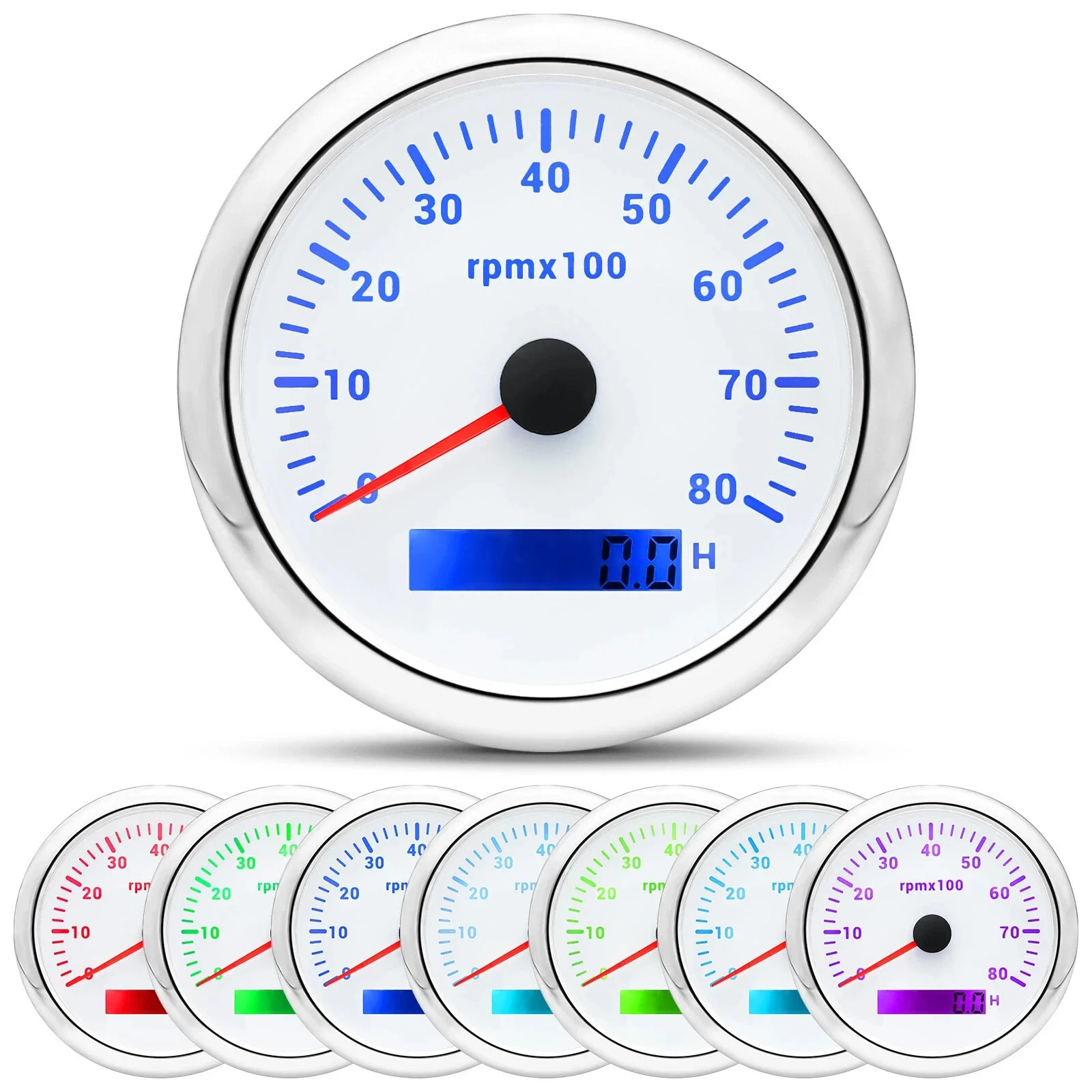 6 Gauge Set 85mm GPS Speedometer 0-120MPH Tacho/Fuel/Temp/Oil/Volt With Sensor