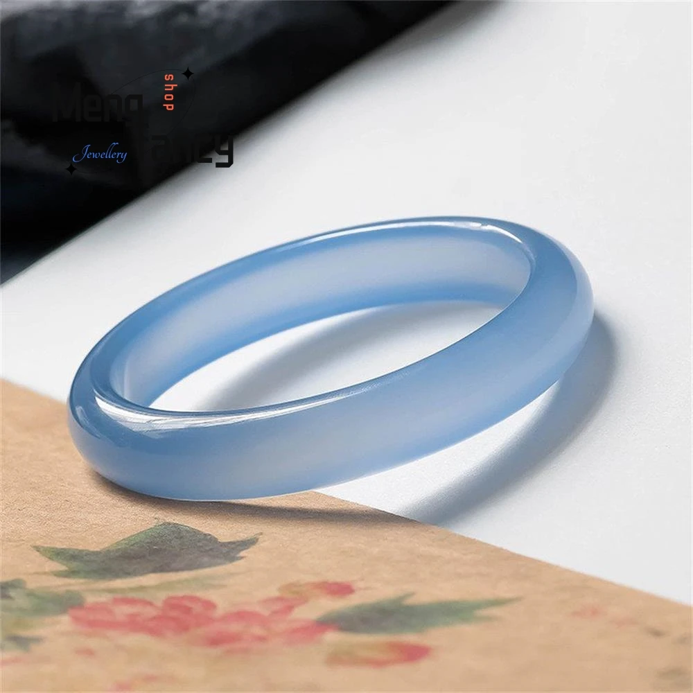 

Женский браслет из натурального драгоценного камня синего халцедона с агатом и нефритом, высококачественные изысканные модные украшения, популярные роскошные праздничные подарки