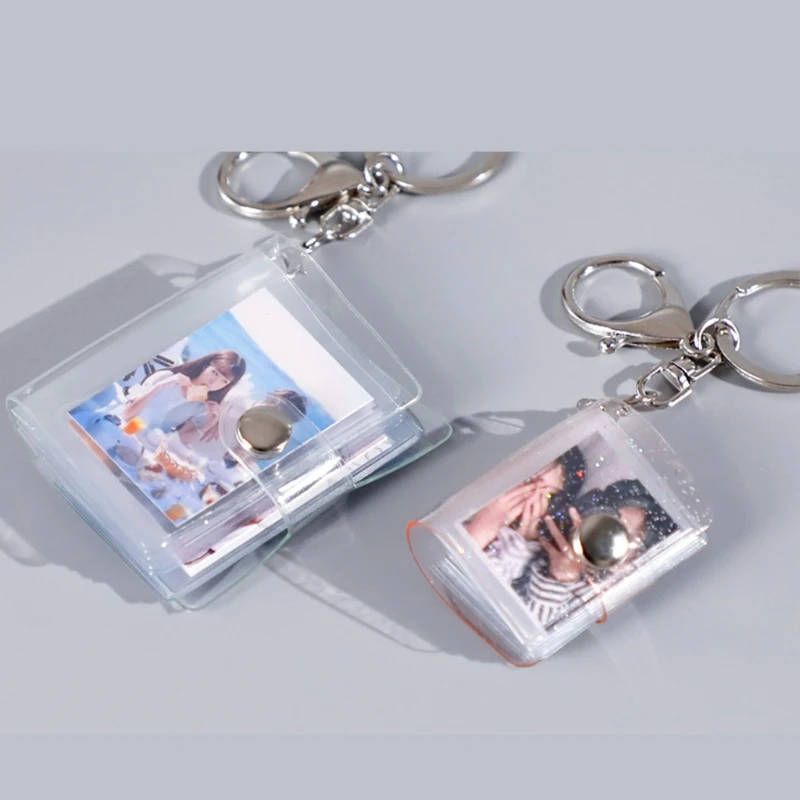 Mini Small Photo Album Keyring 16 Pockets 1 Inch Instant Pictures Interstitial Storage Card Book Keychain