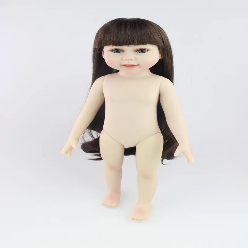 45cm Silicone Baby Reborn Dolls Toys For Children American Doll Girl Can Stand Princess Long Hair  Boneca Brinquedos Juguetes