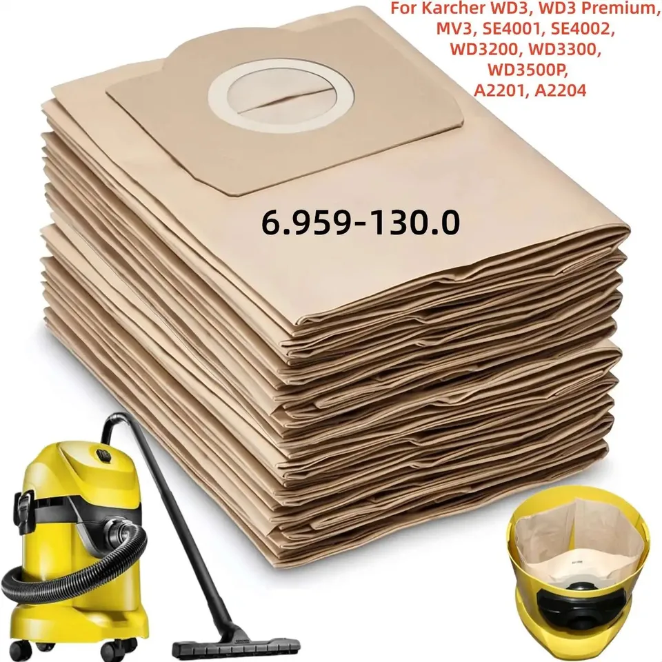 Staubsaugerbeutel für Karcher 6.959-130.0 WD3 MV3 WD3 Premium Nass- und Trockensauger, SE4001 MV1 WD3200 WD3300 A2204 A2656