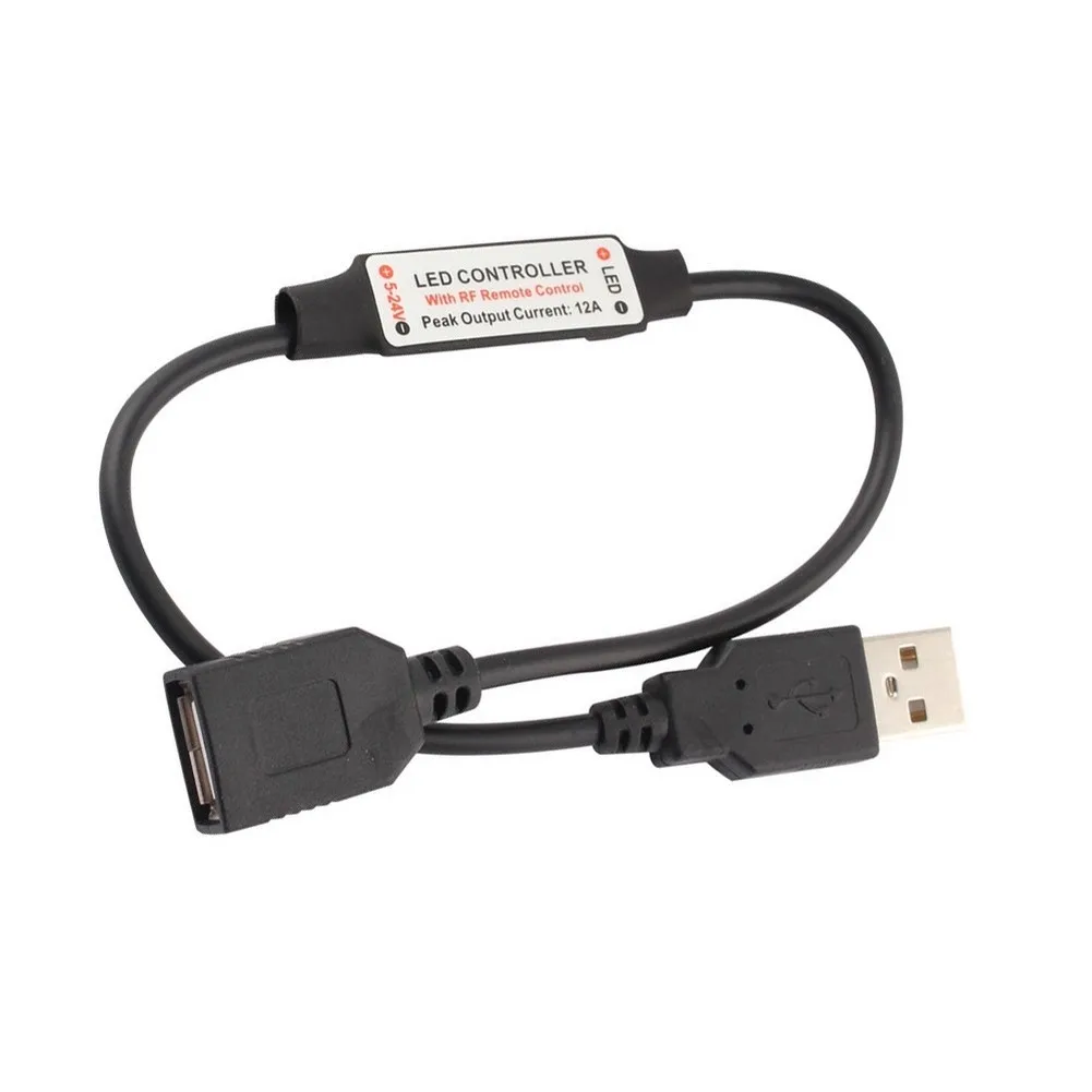 USB RF Wireless Dimmer Remote Control with 11 Keys for LED Strip Lights DC 5V to 24V Compatible Radio Frequency Controller