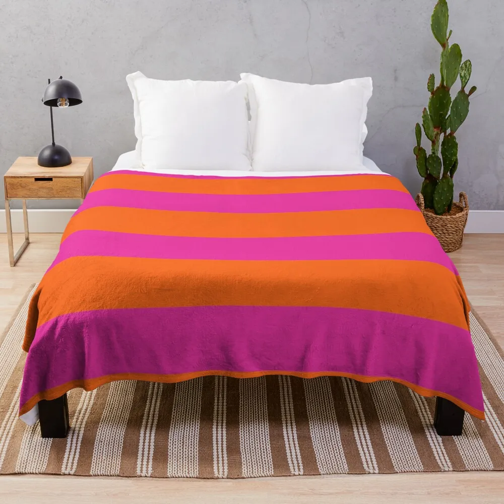

Mix and Match: Bold Modern Hot Pink and Orange Striped Pattern Throw Blanket