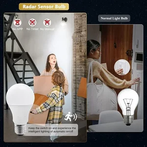 Lâmpada LED com sensor de movimento Radar, lâmpada inteligente branca, luz noturna de trabalho, casa, sala de estar, escada, caminho, 10W, E26, 27, 85-265V, 1-2Pack 8 principais vendas radar luz - №7