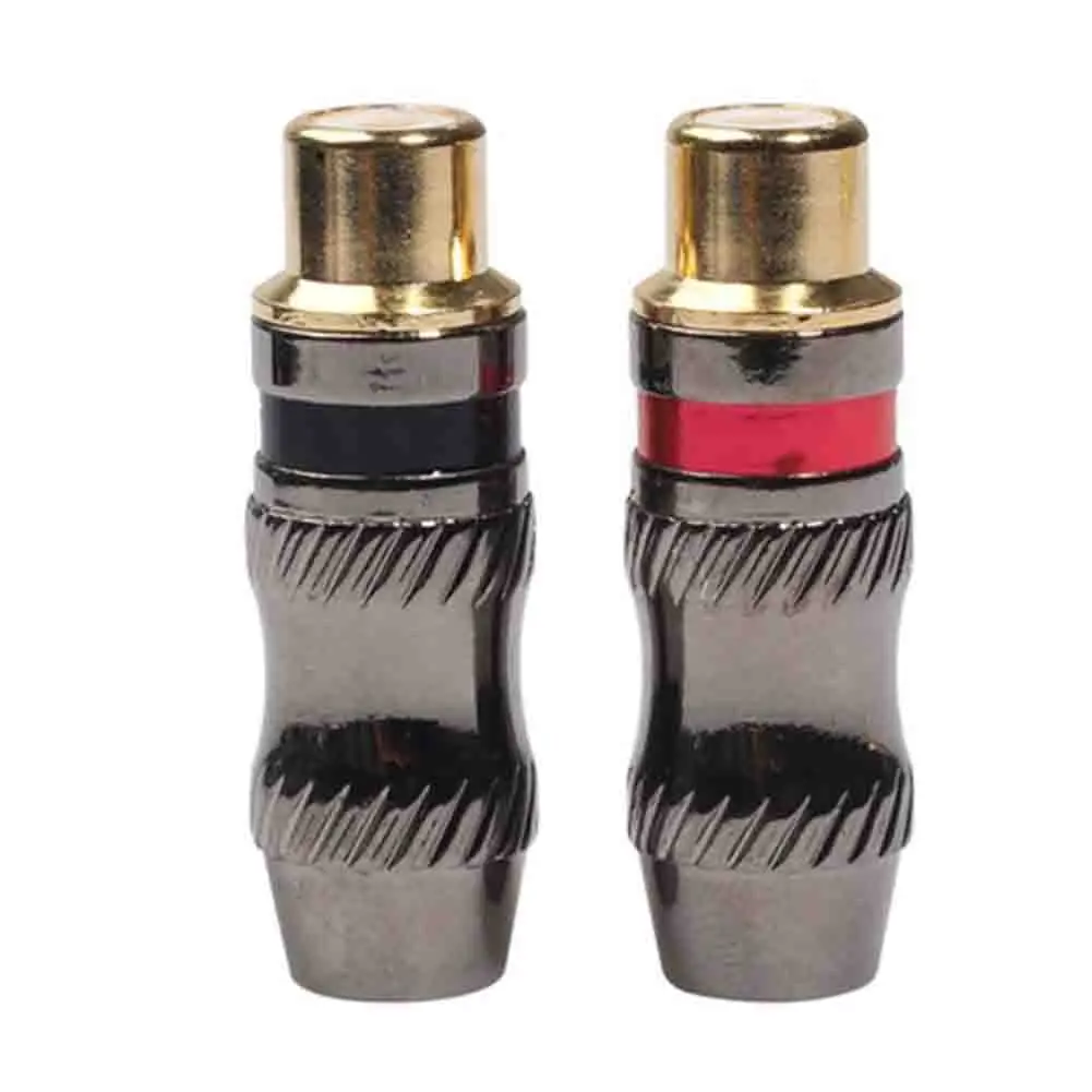 For RCA Female Lotus Solder Connectors 2PCS with Gold Plated Copper Pins for Use in Custom Coaxial and Stereo Cable Projects
