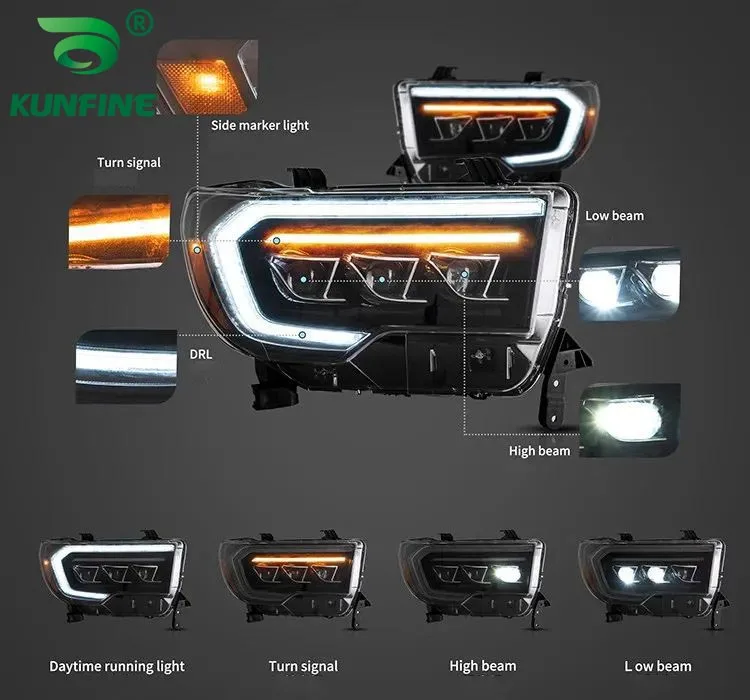 2x Car Headlight Assembly For Toyota Sequoia 2008-2022 LED Dynamic Turning Signals Plug and Play Head Lamp DRL Headlights