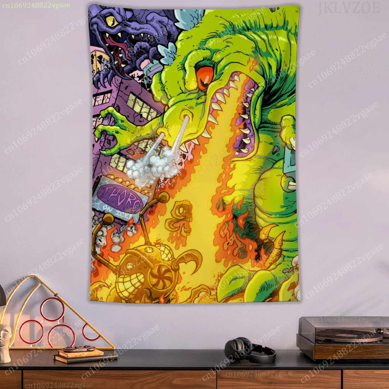 Rugrats نسيج تومي المخلل ملصق جدار المفروشات لغرفة النوم الديكور الجمالية Tapices العلم Reptar خلفية الكتابة على الجدران