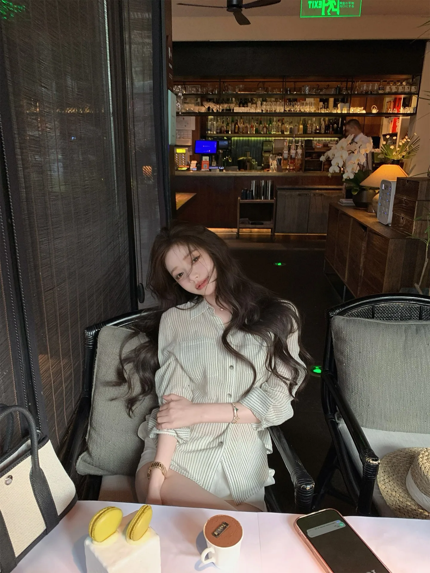 

Spring Summer Essential Chen Jiannan NNS Pale Person Blouse Textured Thin Korean Stripe Sun Protection Shirt Loose Fit Long S...