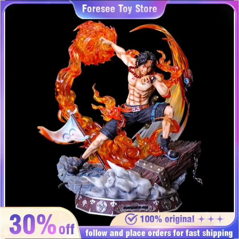 42cm Emperor Yan Ace One Piece Animation Peripherals Extra Large Luminou Model Ornament Statue Anime Deskop Doll Toy Collections