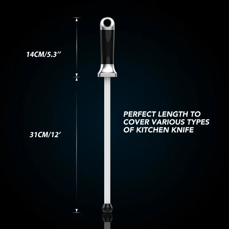 12 Inch Professional Kitchen Tools Ceramic Stick Rod Butcher Knife Sharpener
