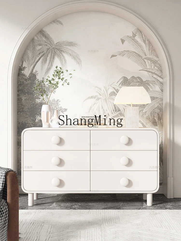 

CL Cream Style White Six-Drawer Cabinet Sideboard Storage Modern Simple Bedroom Bedside Five-Drawer Living Room Entryway Cabinet