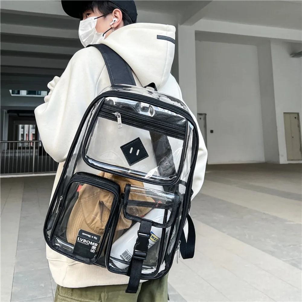 Jelly Bag, Transparent Waterproof Backpack, Computer Bag, Large Capacity Student Backpack