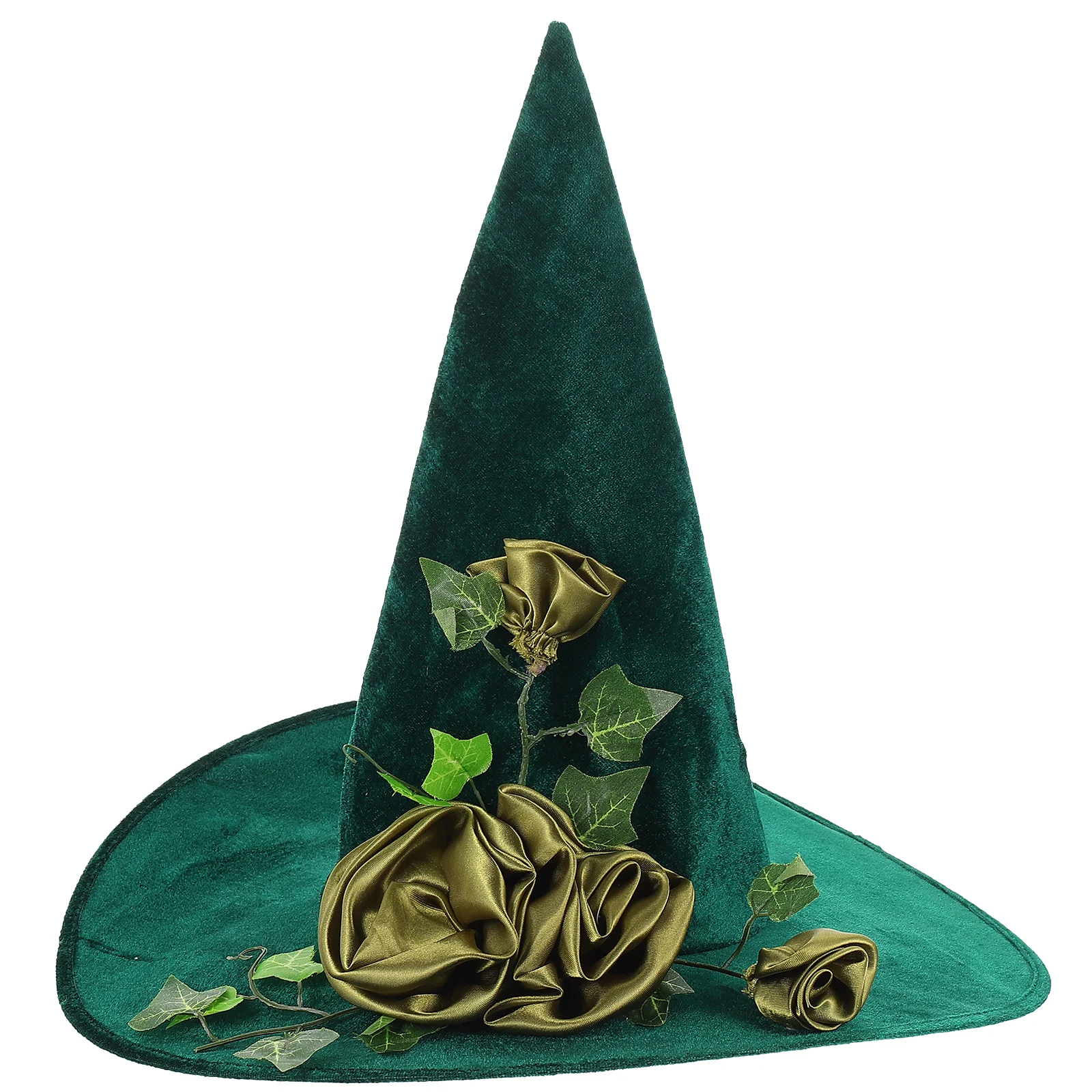 

Green Vine Flowers Witch Hat for Halloween Comfortable Reusable Plastic Witches Broom Mini Hats Festival