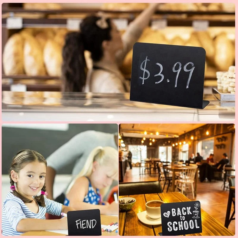 20 Pack Mini Chalkboard Signs Plastic For Chalk Sign For Food - Party - Buffet - Table Sign Chalkboard With 2 Chalk Marker