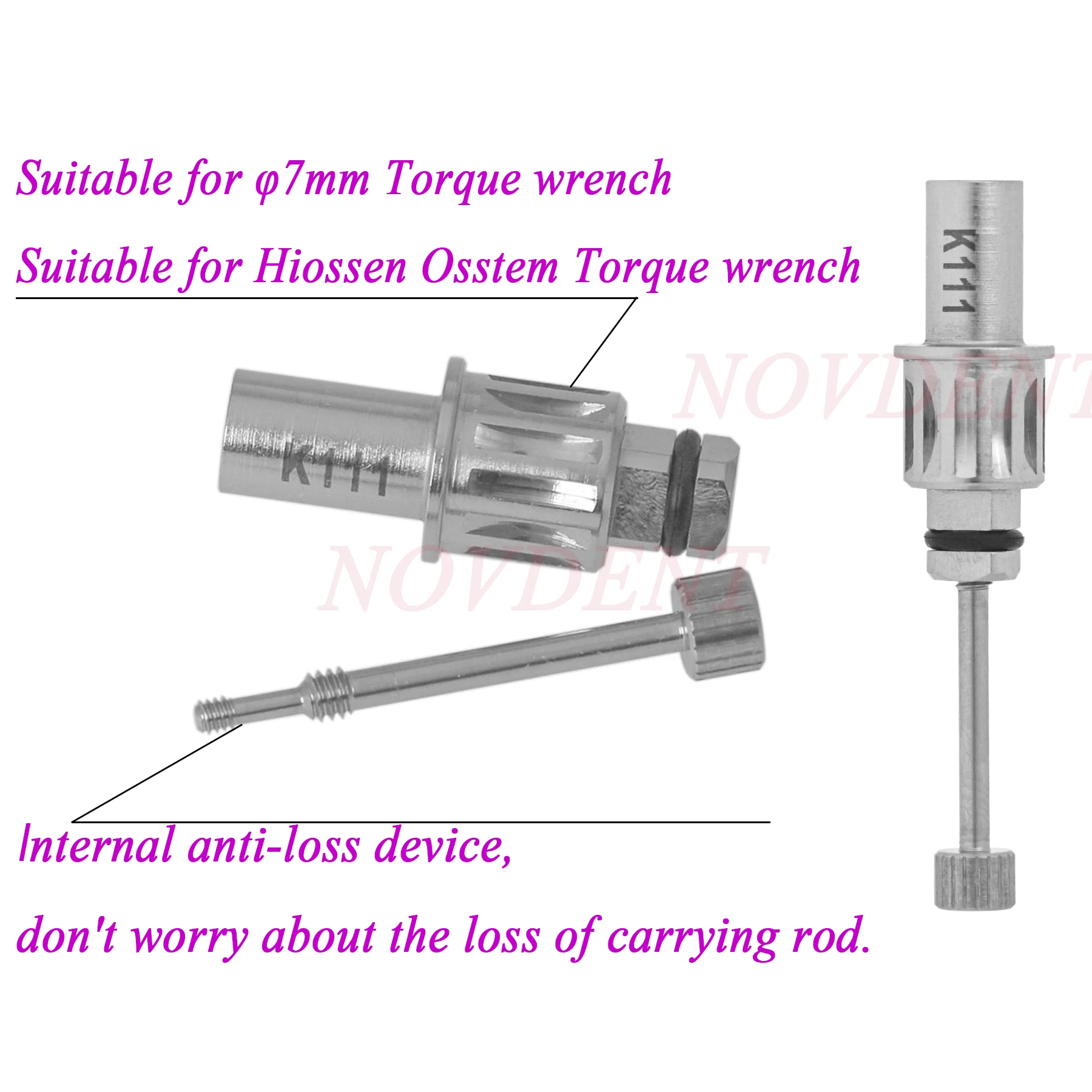 Gigi implan Abutment Hex Driver Manual pas torsi kunci pas 7mm kompatibel hissen Nobel 0 stem ADIN Anthogyr 4.8