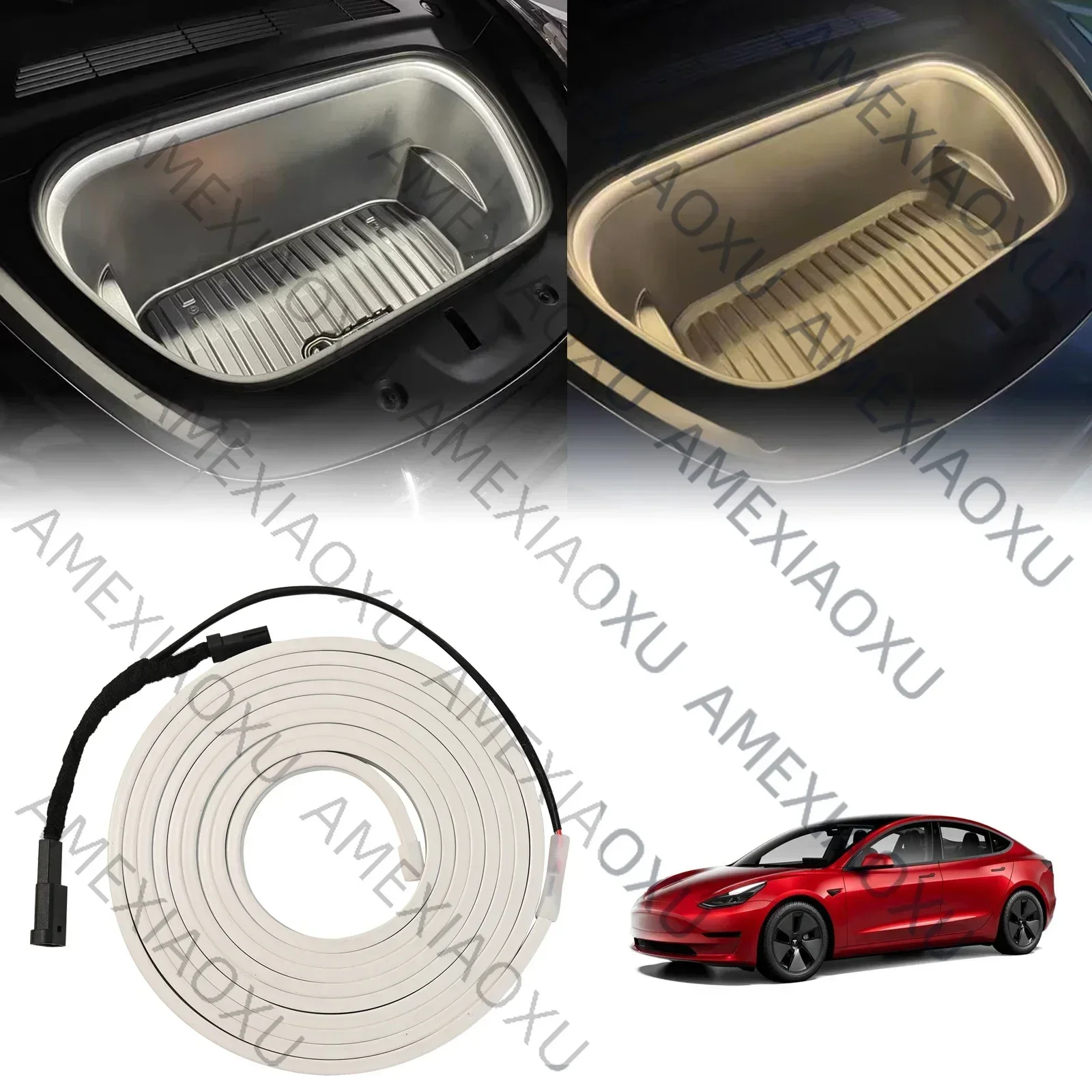 

WANWUXIN Frunk Light Strip for Tesla Model 3 Model Y 2021-2024 Front Trunk LED Interior Ambient Lighting Accessories Auto ON/OFF