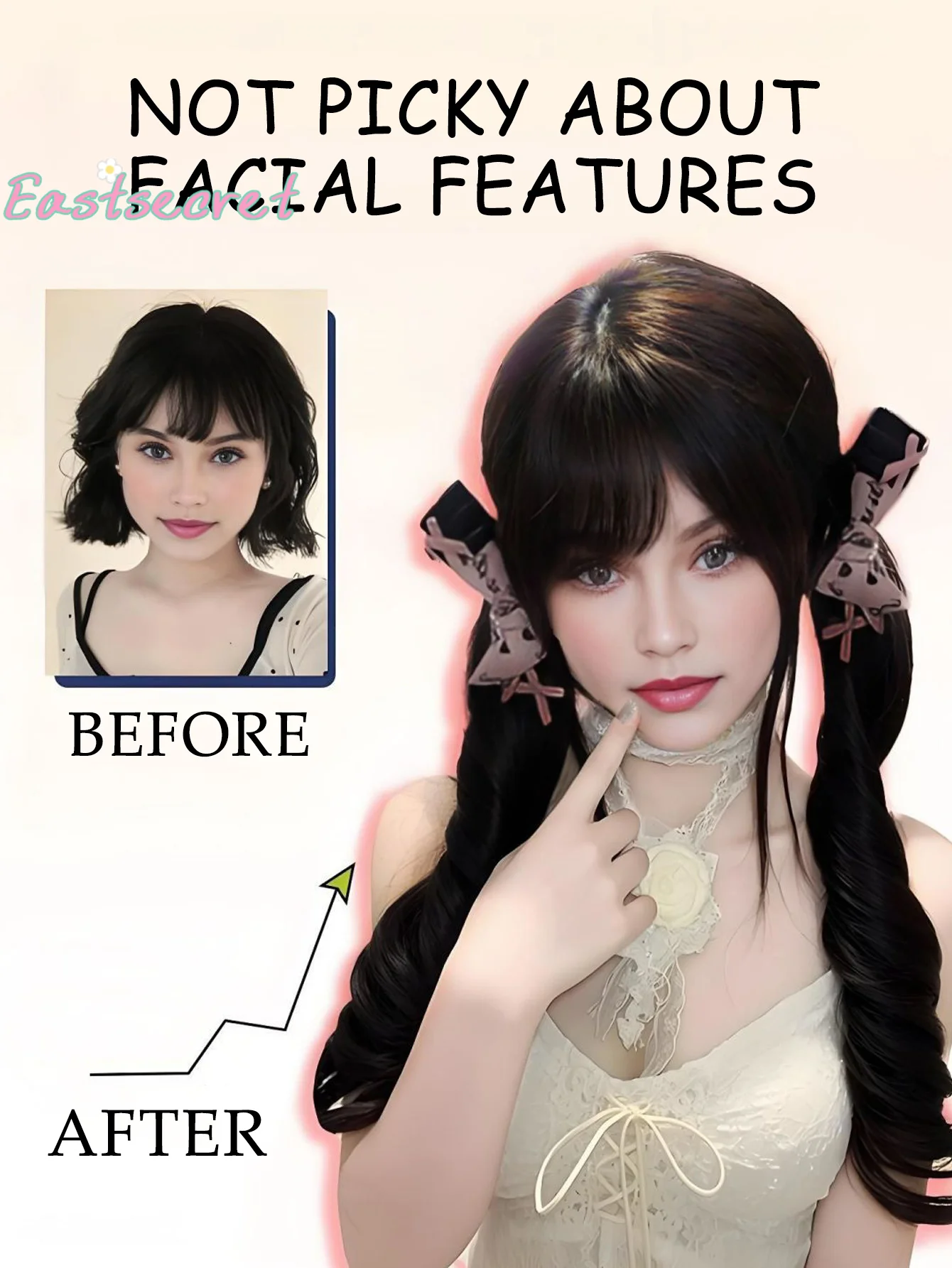EAST Ponytail synthetic wig Loita sweet girl double ponytail Roman roll natural fluffy ponytail