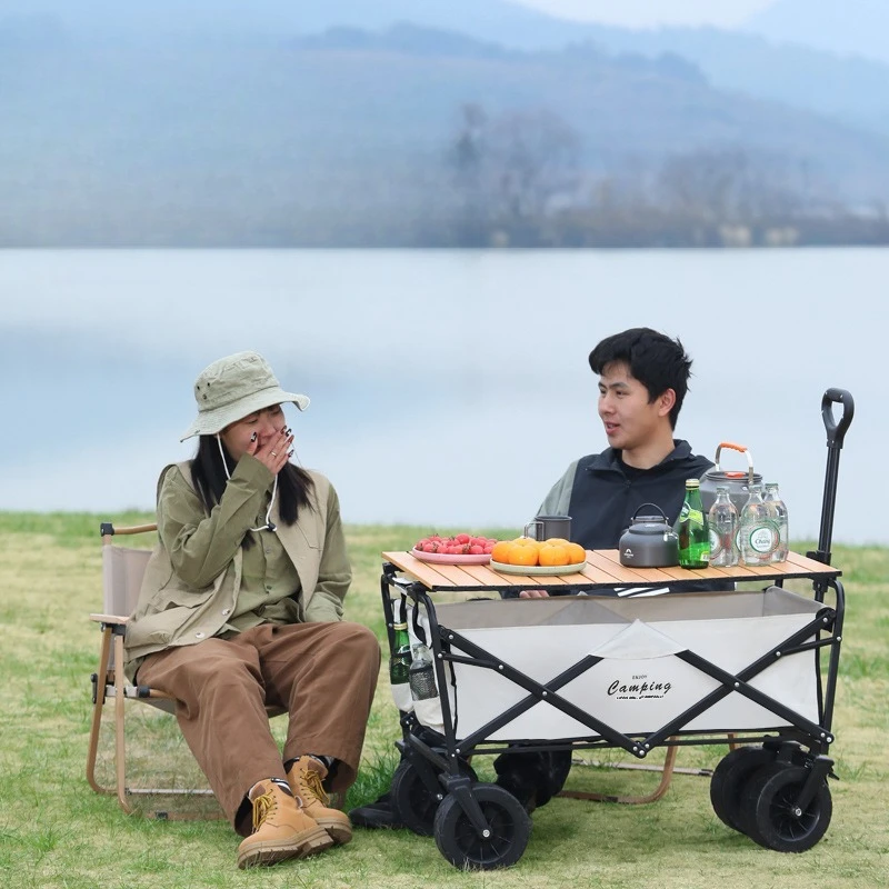 

Heavy-Duty 175kg All-Steel Folding Camping Cart,360° Swivel Wheels,Anti-Tip Design,Large Capacity Outdoor Picnic Tent Hauling
