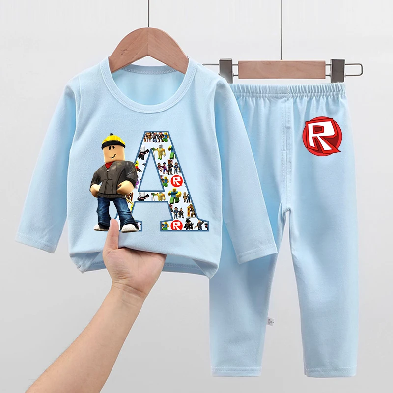新しい Roblox パジャマ子供のためのかわいい漫画の文字 A-Z プリントパジャマ男の子かわいい秋部屋着冬子供男の子服