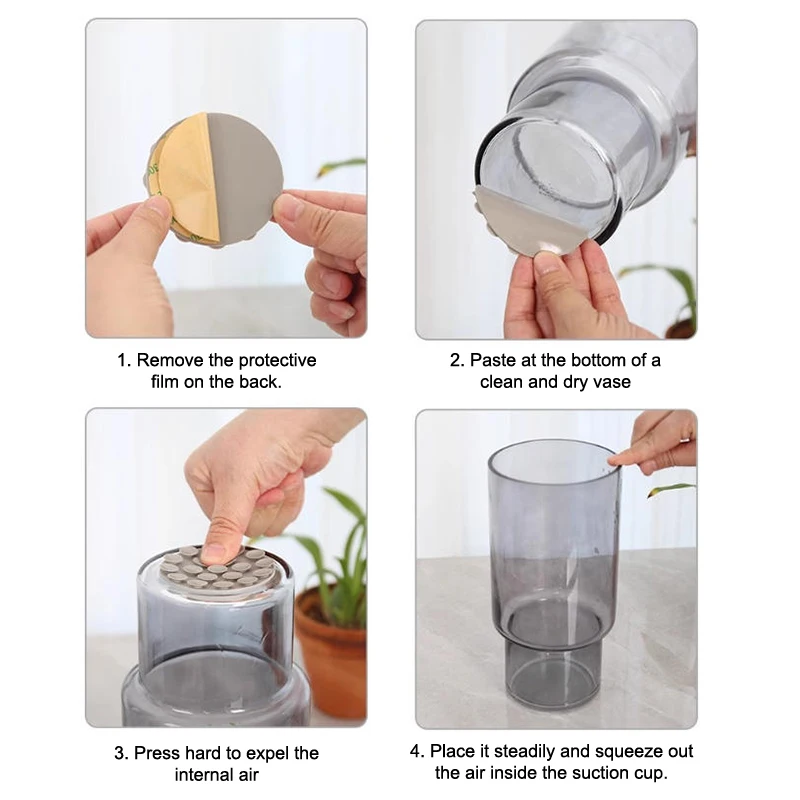 1/5pcs Vase Anti-toppling Sticker Silicone Suction Cup Sticker Double-Sided Easy Adhere,Prevent Knocking Over Vase Fixed Sticker