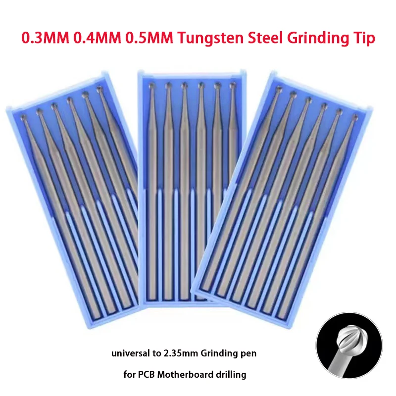 0.3/0.4/0.5mm Tungsten Steel Grinding Tip Solder Joints Polishing Tool Universal To 2.35mm Grinding Pen For PCB Motherboard dril